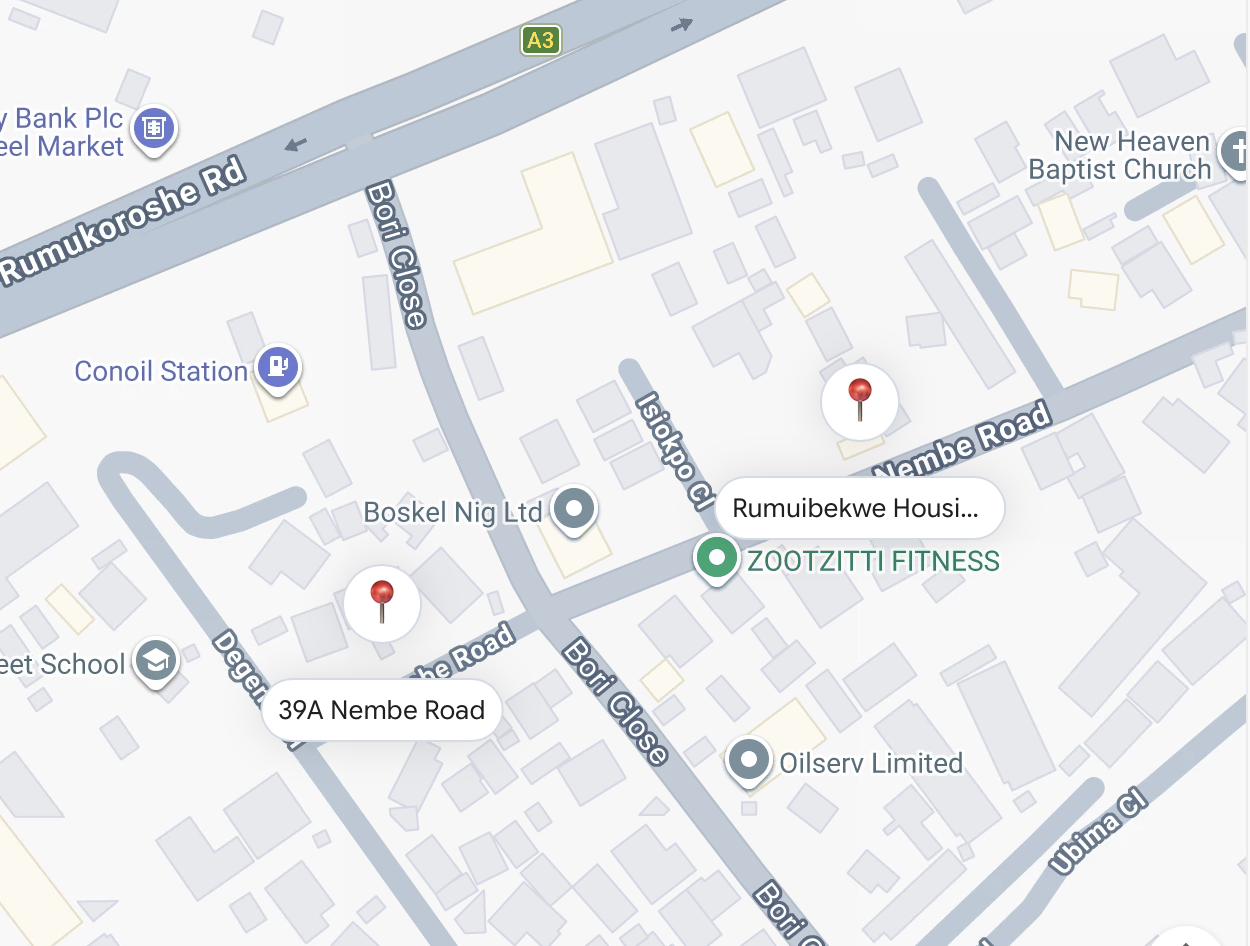 Port Harcourt Map - 39 Nembe Road, Rumuibekwe